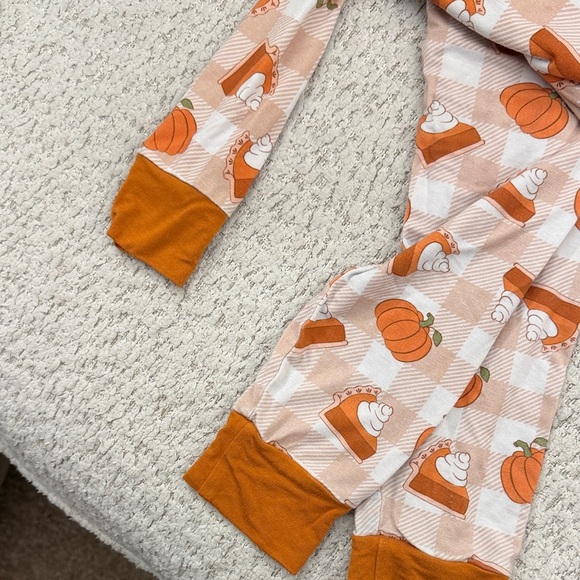 Bamboo Caden Lane Orange and White Kids Pajama Set - Picture 3 of 4